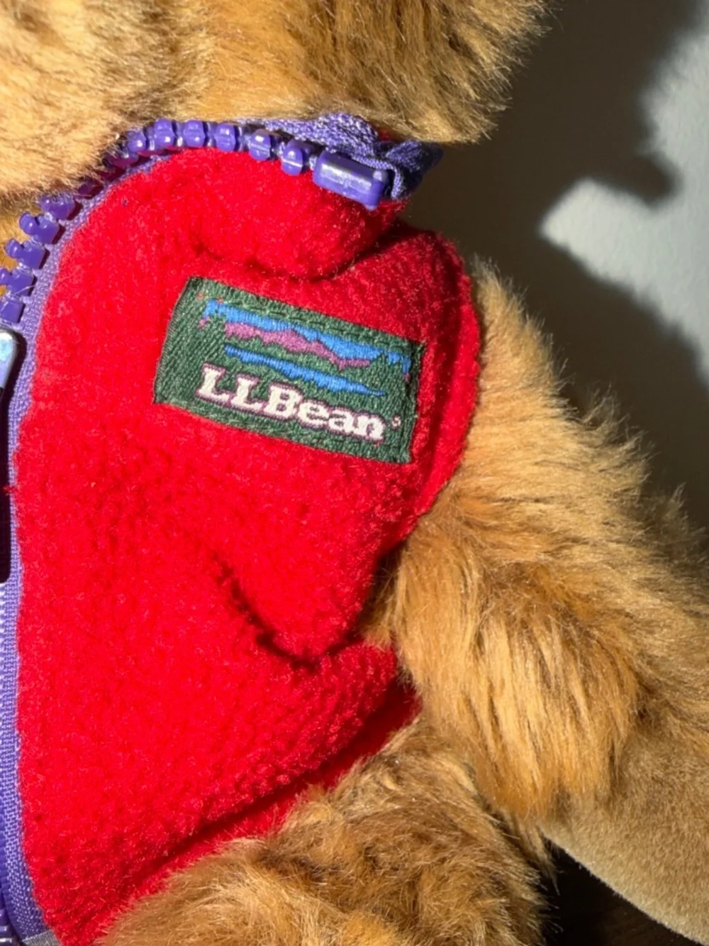 L.L. Cub By L.L. Bean Vintage Brown Plush Bear W Red Fleece Vest
